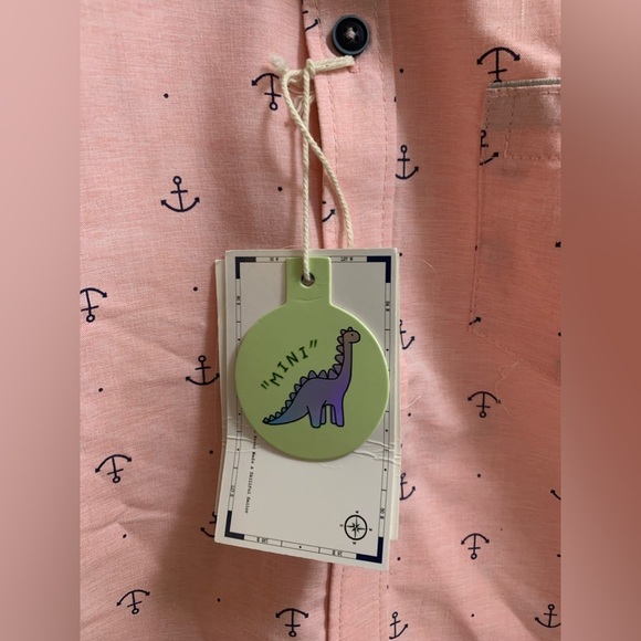 Pink Anchor Print Kids Button Down Shirt - Picture 6 of 13